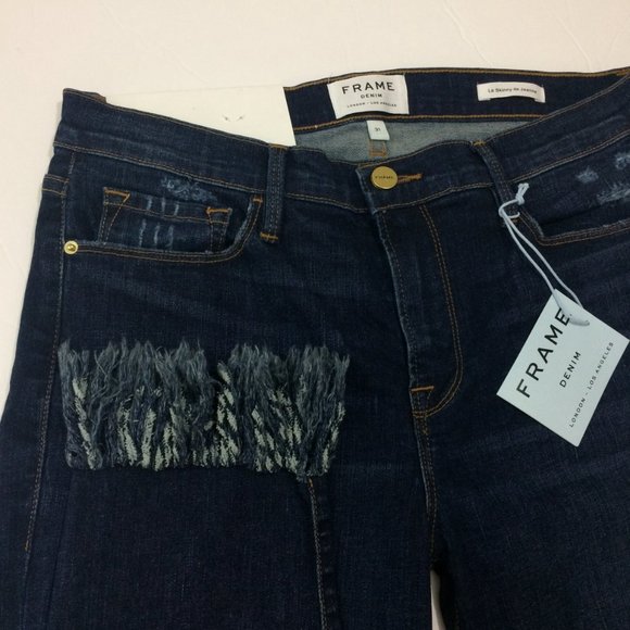 Frame Denim Mid-rise Skinny Jeans Frayed Hem - Picture 2 of 11